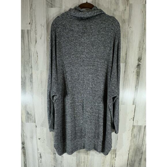 Lane Bryant Sweater Size 26 28 Heather Gray Silver Metallic‎ Cowl Neck Rouching - Picture 2 of 8